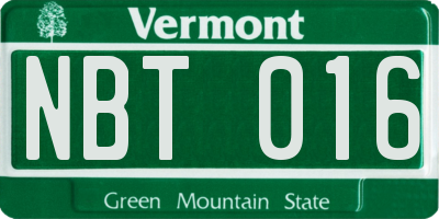 VT license plate NBT016
