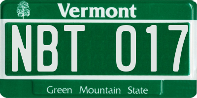 VT license plate NBT017