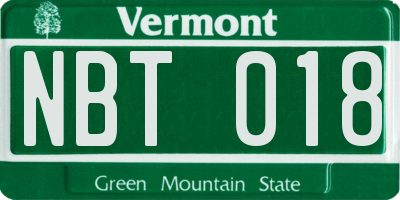 VT license plate NBT018