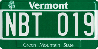 VT license plate NBT019