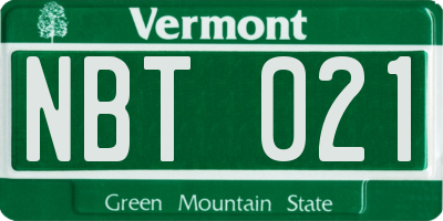 VT license plate NBT021