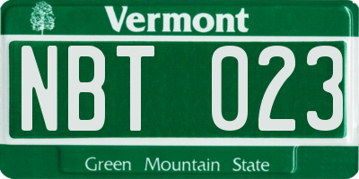 VT license plate NBT023