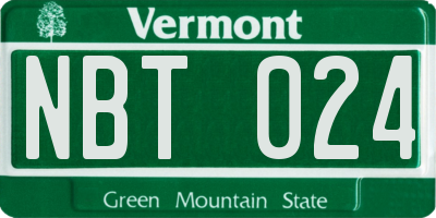 VT license plate NBT024