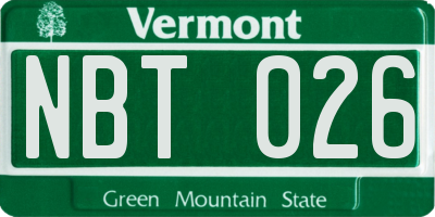 VT license plate NBT026