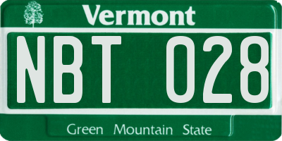 VT license plate NBT028
