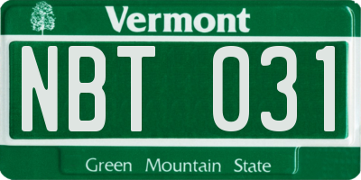 VT license plate NBT031