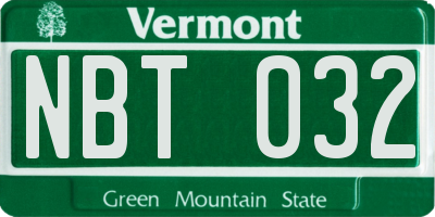 VT license plate NBT032