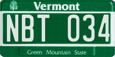 VT license plate NBT034