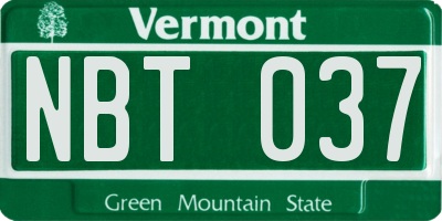VT license plate NBT037