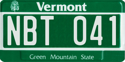 VT license plate NBT041
