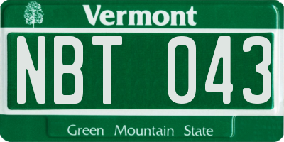 VT license plate NBT043