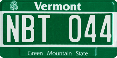 VT license plate NBT044