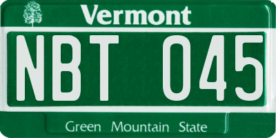VT license plate NBT045