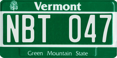 VT license plate NBT047