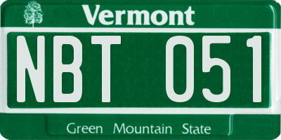 VT license plate NBT051