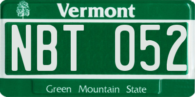 VT license plate NBT052