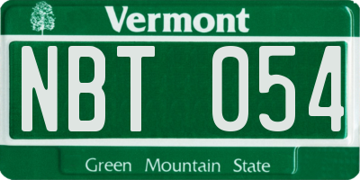 VT license plate NBT054
