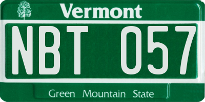 VT license plate NBT057