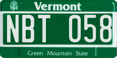 VT license plate NBT058