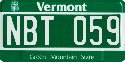 VT license plate NBT059
