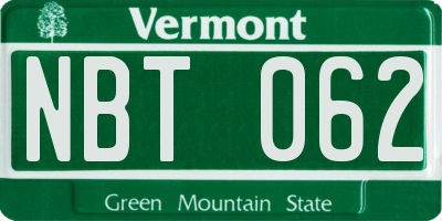 VT license plate NBT062