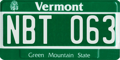 VT license plate NBT063