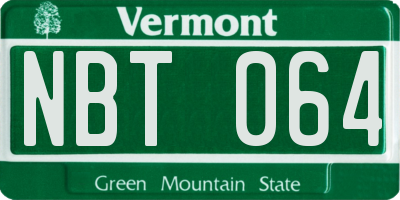 VT license plate NBT064