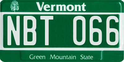 VT license plate NBT066