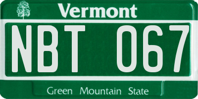 VT license plate NBT067
