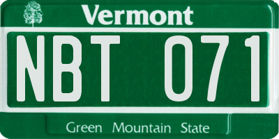 VT license plate NBT071