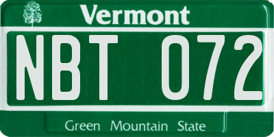 VT license plate NBT072
