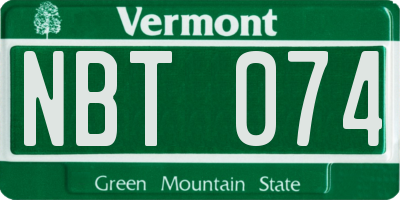 VT license plate NBT074