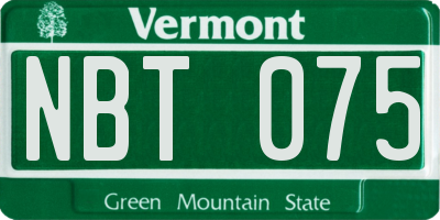 VT license plate NBT075