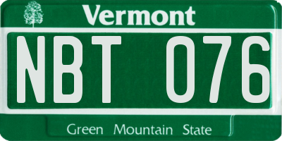 VT license plate NBT076
