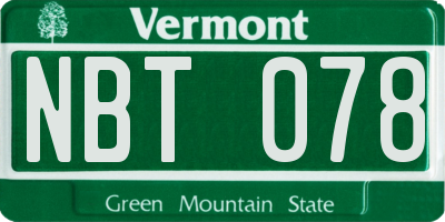 VT license plate NBT078