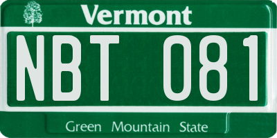 VT license plate NBT081