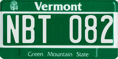 VT license plate NBT082