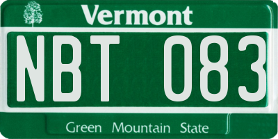 VT license plate NBT083
