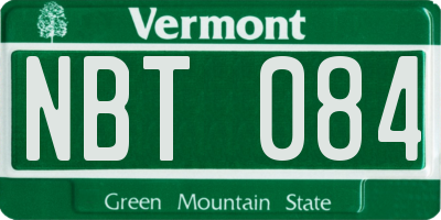 VT license plate NBT084