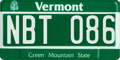 VT license plate NBT086