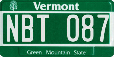 VT license plate NBT087