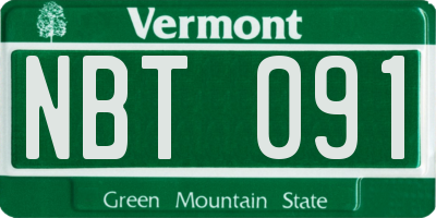VT license plate NBT091