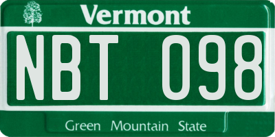 VT license plate NBT098