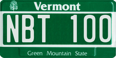 VT license plate NBT100