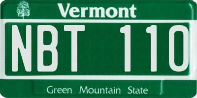 VT license plate NBT110