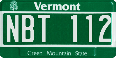 VT license plate NBT112
