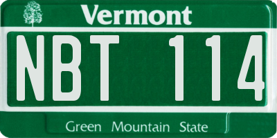 VT license plate NBT114