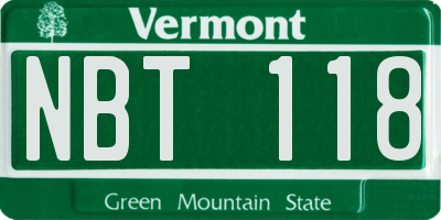 VT license plate NBT118