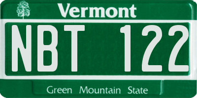 VT license plate NBT122