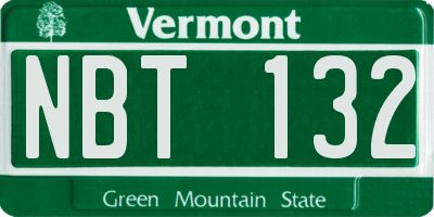 VT license plate NBT132